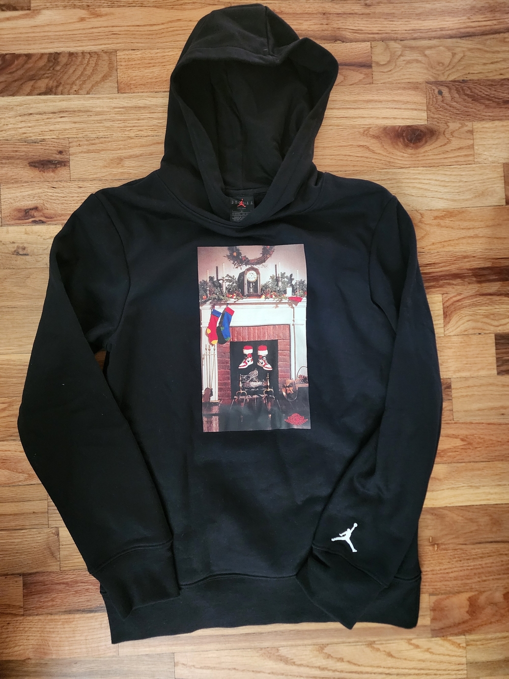 Jordan Hoodie with Festive Fireplace Graphic New Not Worn Kids Took Off Tags.